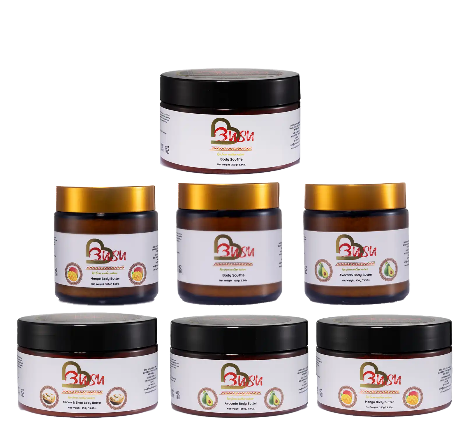 Busu Natural Skincare Moisturizers and Lotions including Face Cream, Ultimate Hydration Body Lotion, Coconut Hand & Body Cream, Hydrating Body Cream for Men, and more.